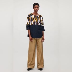 Cos Jumper With Shirt Hem Size Large Navy Multi NWT